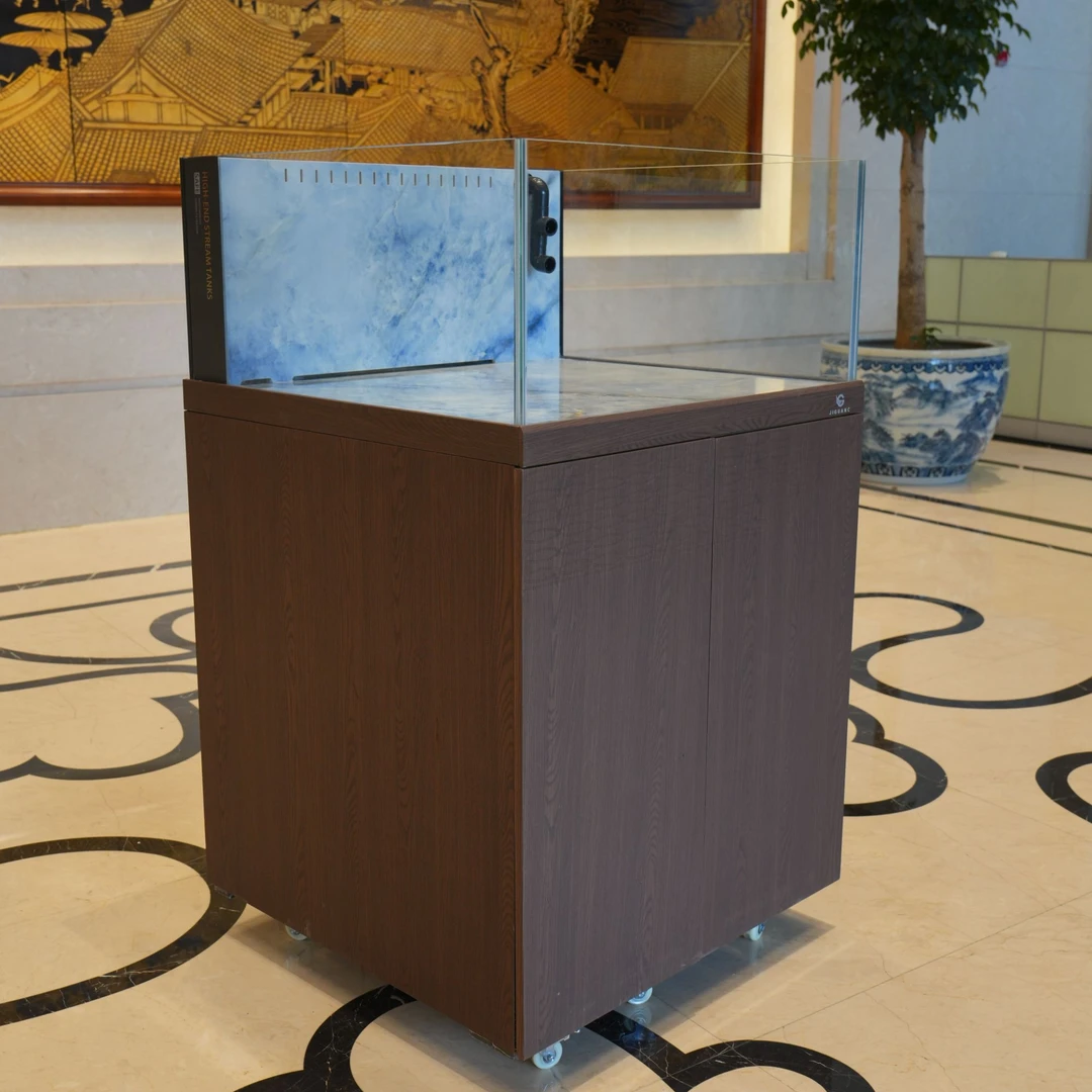 天羽新中式金鱼缸50608070超白玻岩板方缸升级底滤水族箱生态造景