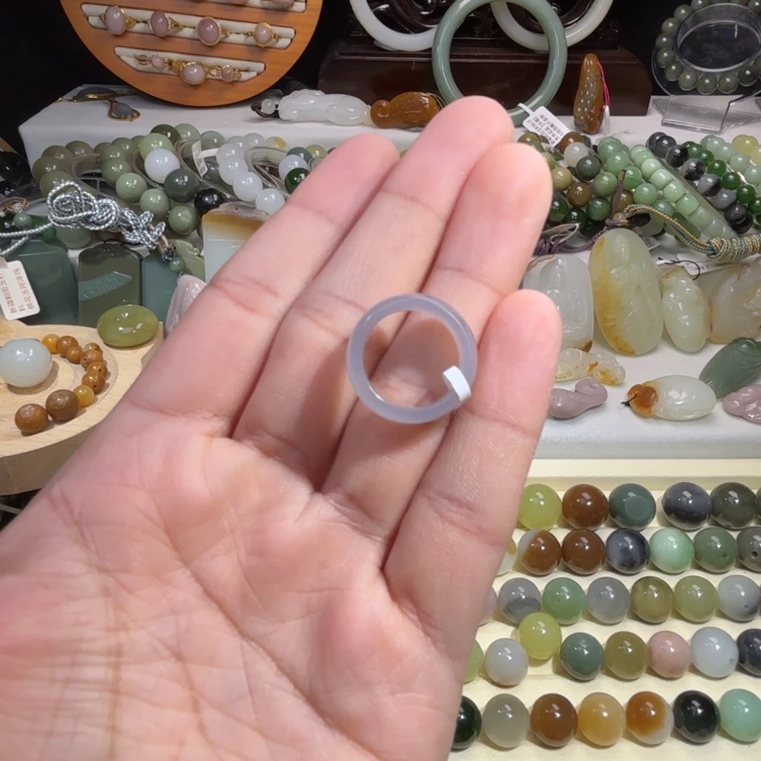 和田玉未镶嵌珠宝半成品烟紫戒圈