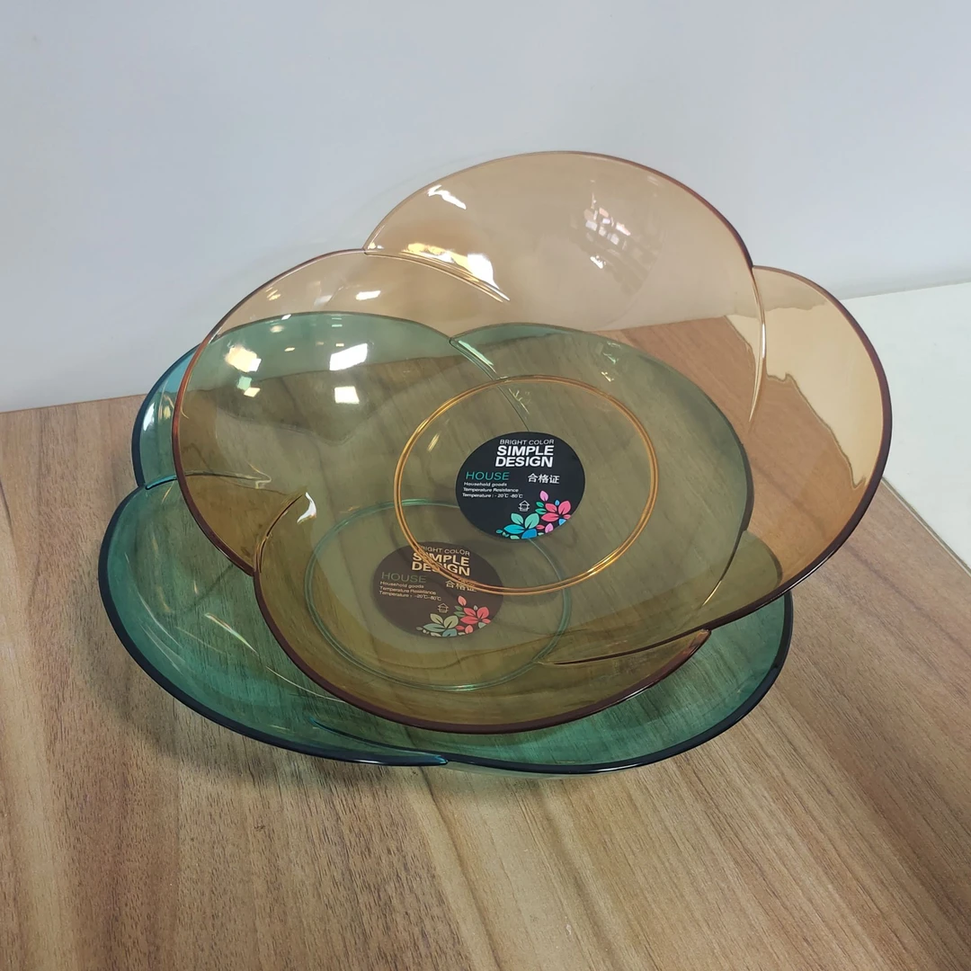 悦辰优品 花瓣水晶果盘 1个（颜色不固定）