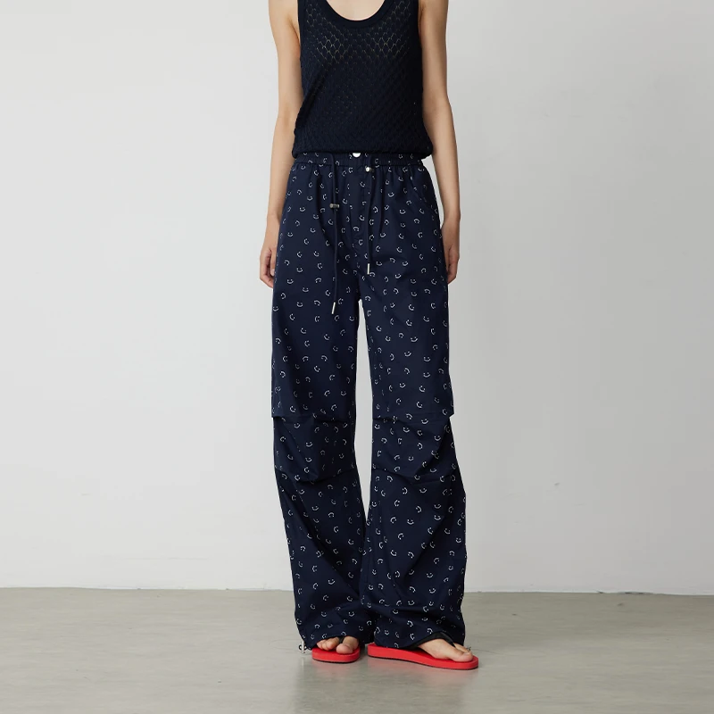 ATUMU工装裤系列 早春上新 丨笑脸印花宽松收褶休闲裤AT431