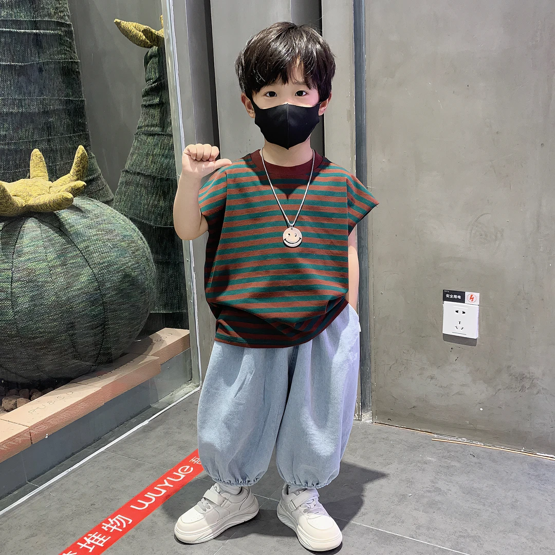 男童夏季无袖套装酷帅气男孩宝宝时髦背心儿童夏装薄款宽松两件套