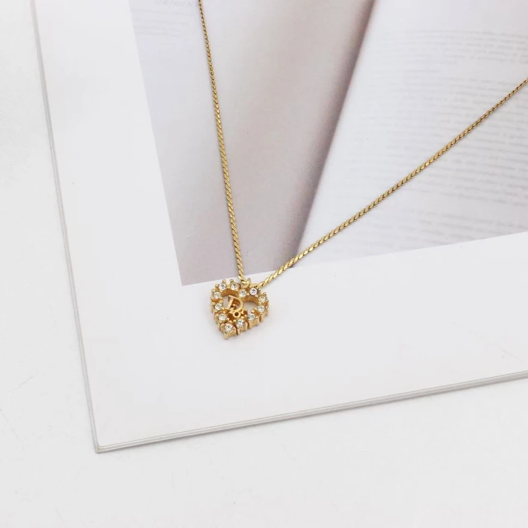 95新 DIOR/迪奥 GGS迪奥爱心镶钻项链/56446914