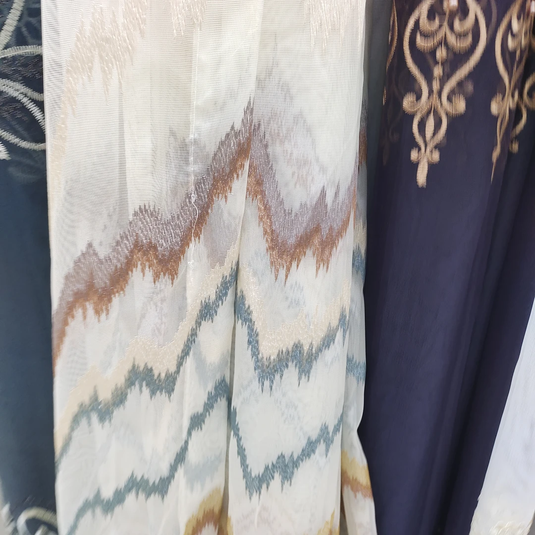 2274米色刺绣纱帘宽7米一片高度2.85米钩款