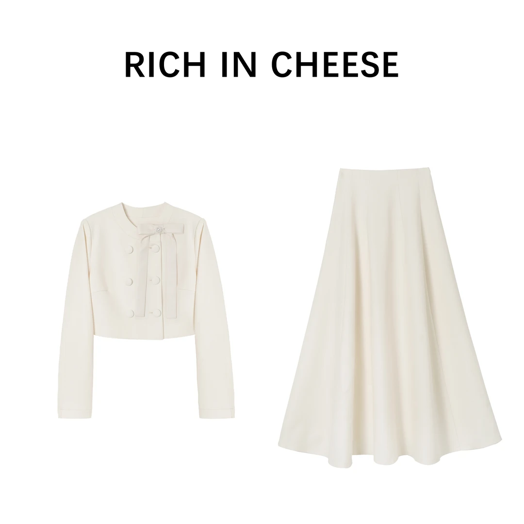 RICHINCHEESE 清雅千金 500克TR料蝴蝶结套装优雅显瘦法式长袖