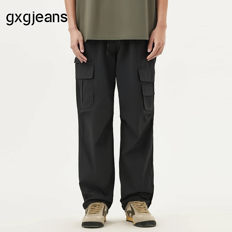 gxgjeans黑色口袋美式工装裤长裤男25年春#J25D023007