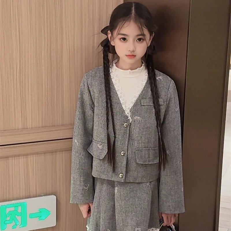 1022【点】儿童时尚休闲加棉外套半裙套装-9921