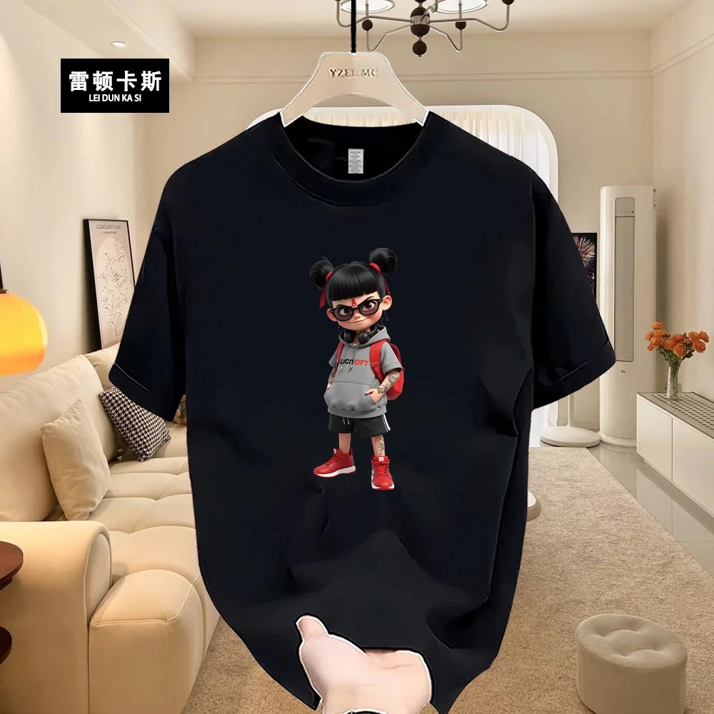 雷顿卡斯国风重磅纯棉短袖T恤青年男女款夏季潮牌哪吒之魔童闹海