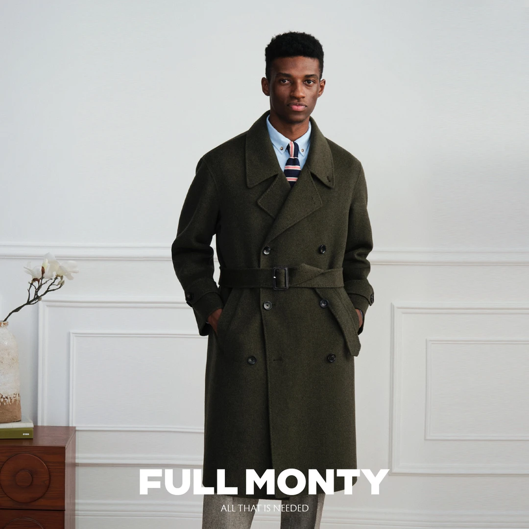 【战壕双面呢】新款休闲毛呢大衣男双排扣羊毛商务外套2025秋冬