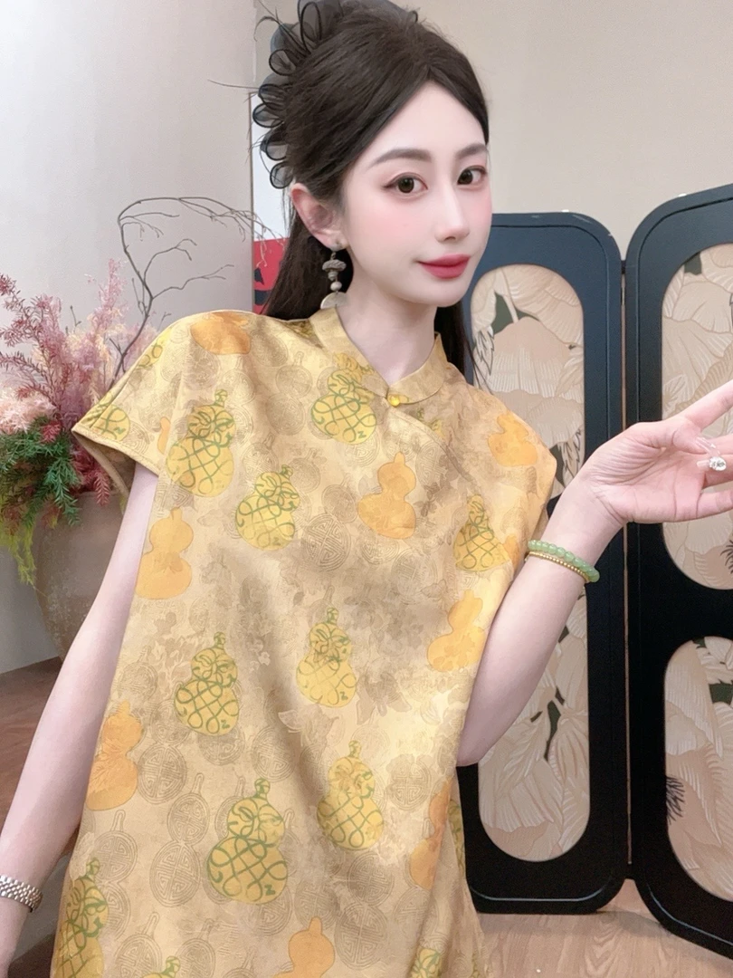 【葫芦词】2025夏季新款气质百搭显瘦新中式短袖女日常宽松