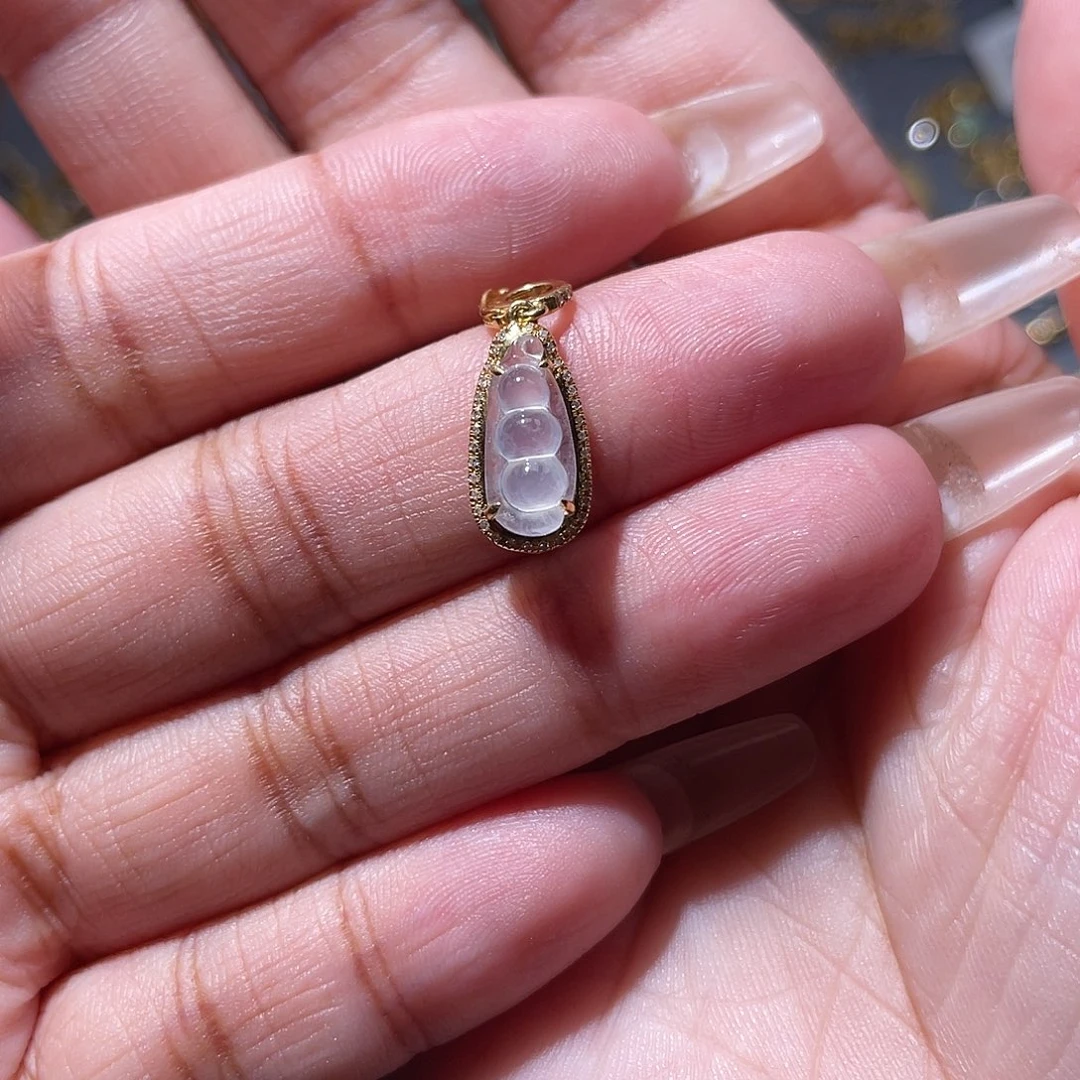 吊坠(不含链)18K金镶嵌翡翠