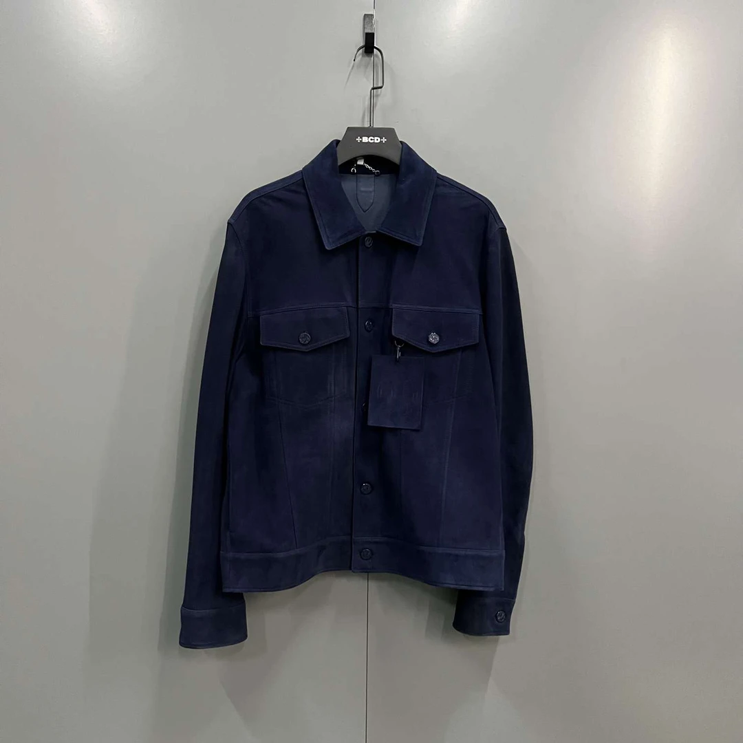 95新 LouisVuitton/路易威登  lv 蓝色麂皮挂牌夹克 54码/95新