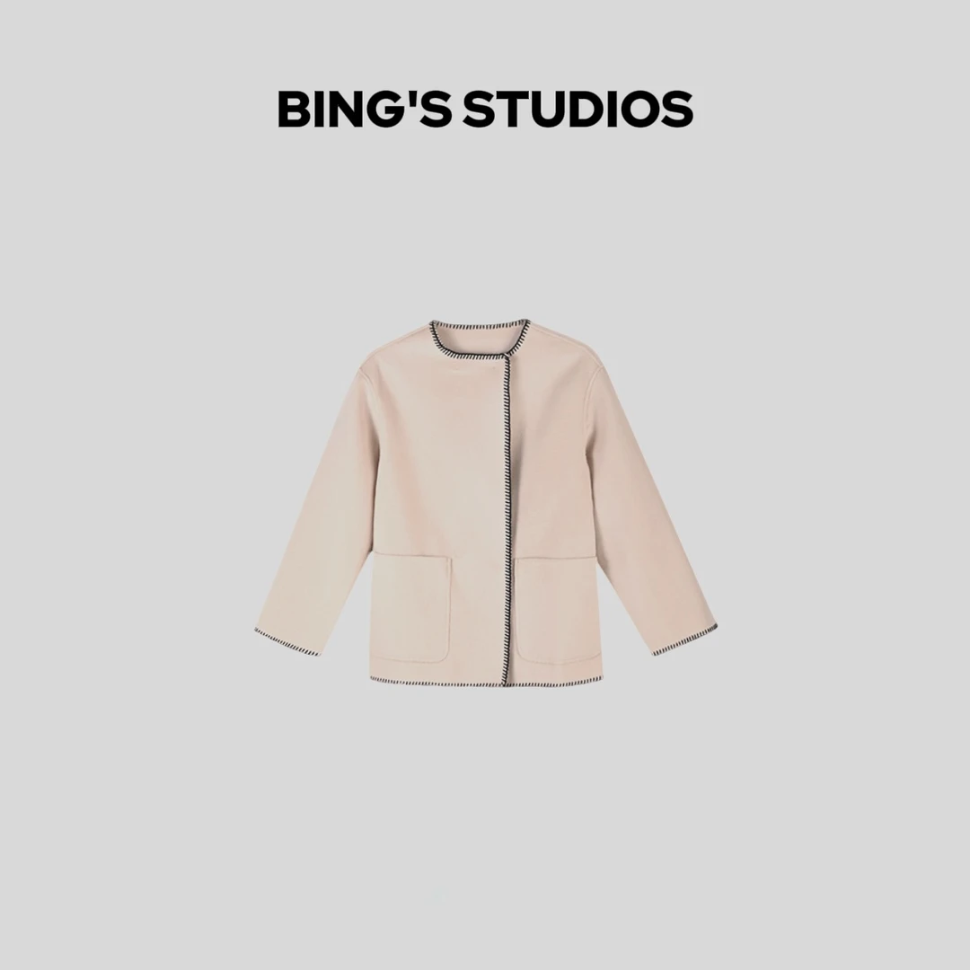 Bing Studios｜短款温柔风桑蚕丝羊毛百搭双面毛呢外套 D23-6030