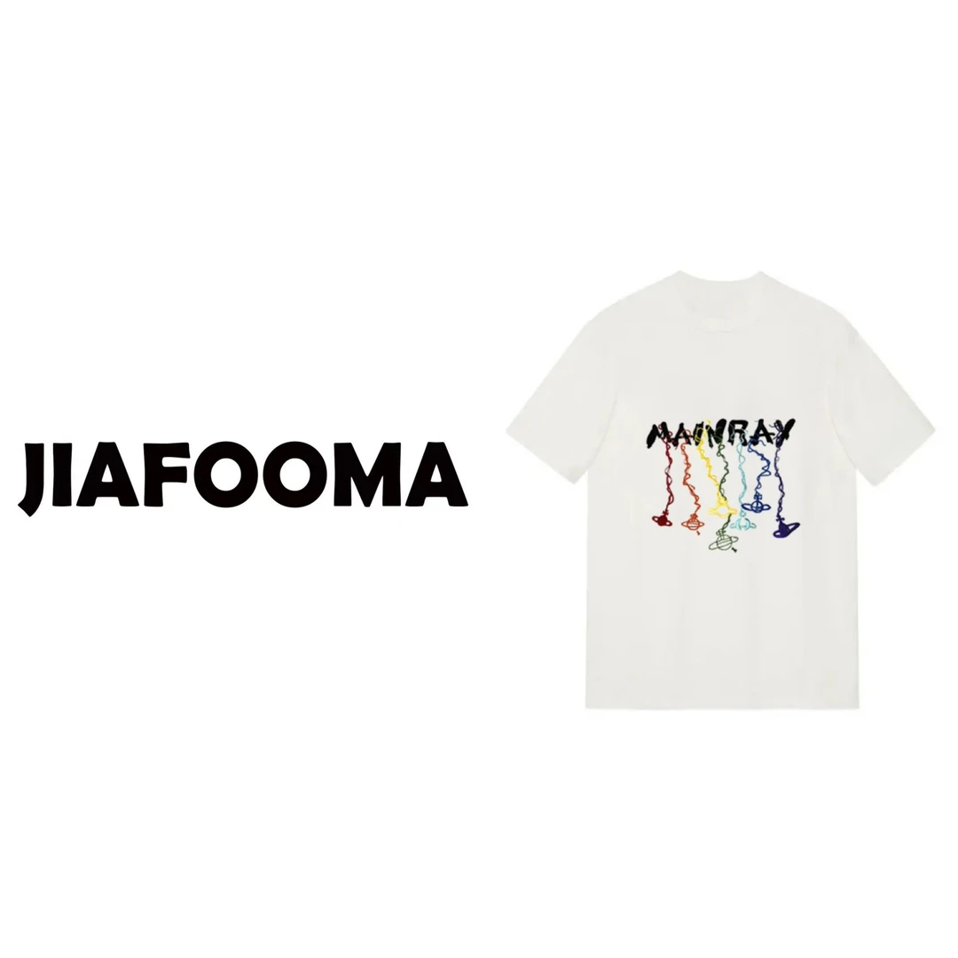 2025新设计师款白色圆领宽松休闲T恤百搭重工刺绣时尚短袖.