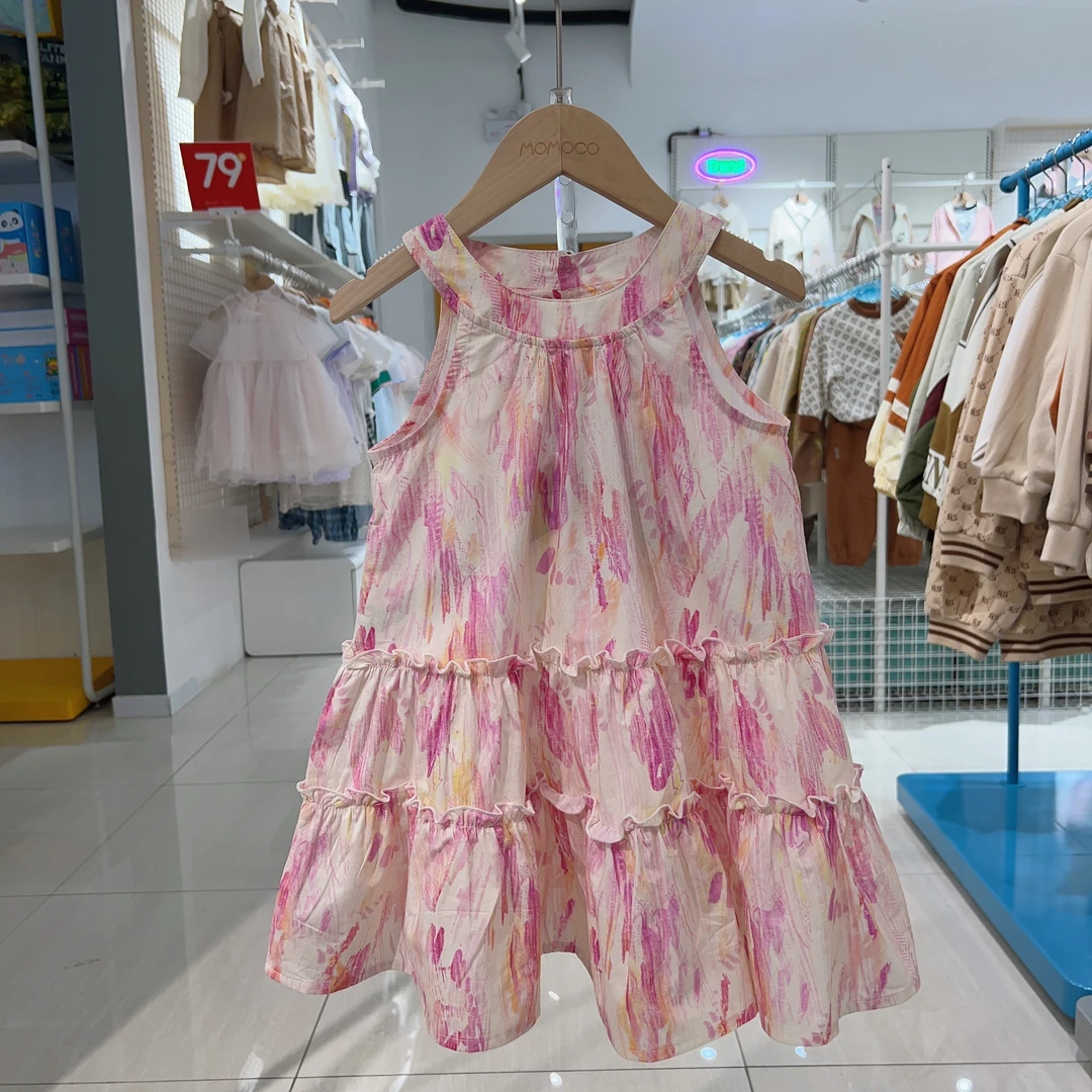 MOMOCO夏季欧若风女童新款丁达尔风棉布连衣裙77680476006