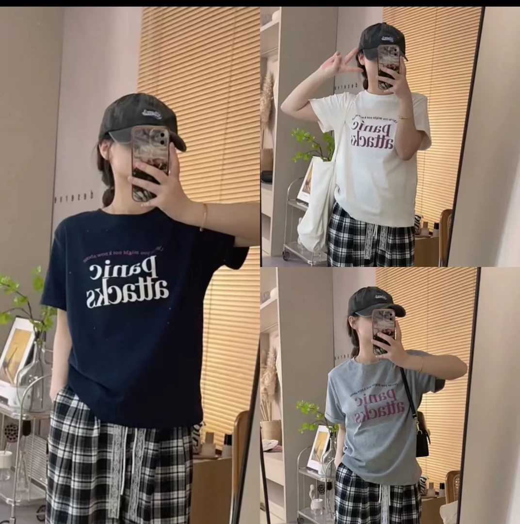 小个子韩系简约字母印花短袖372