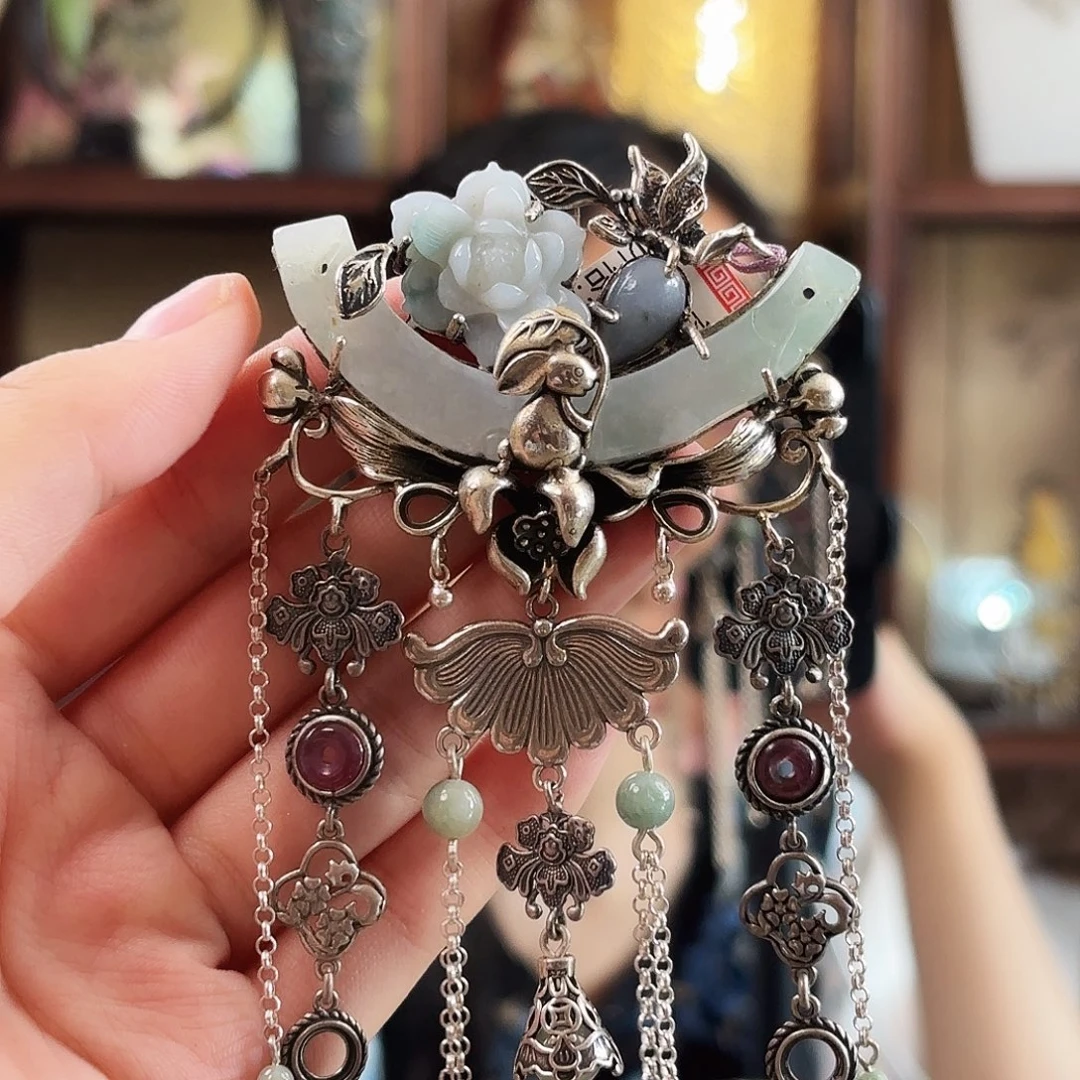 翡翠银S925镶嵌发饰