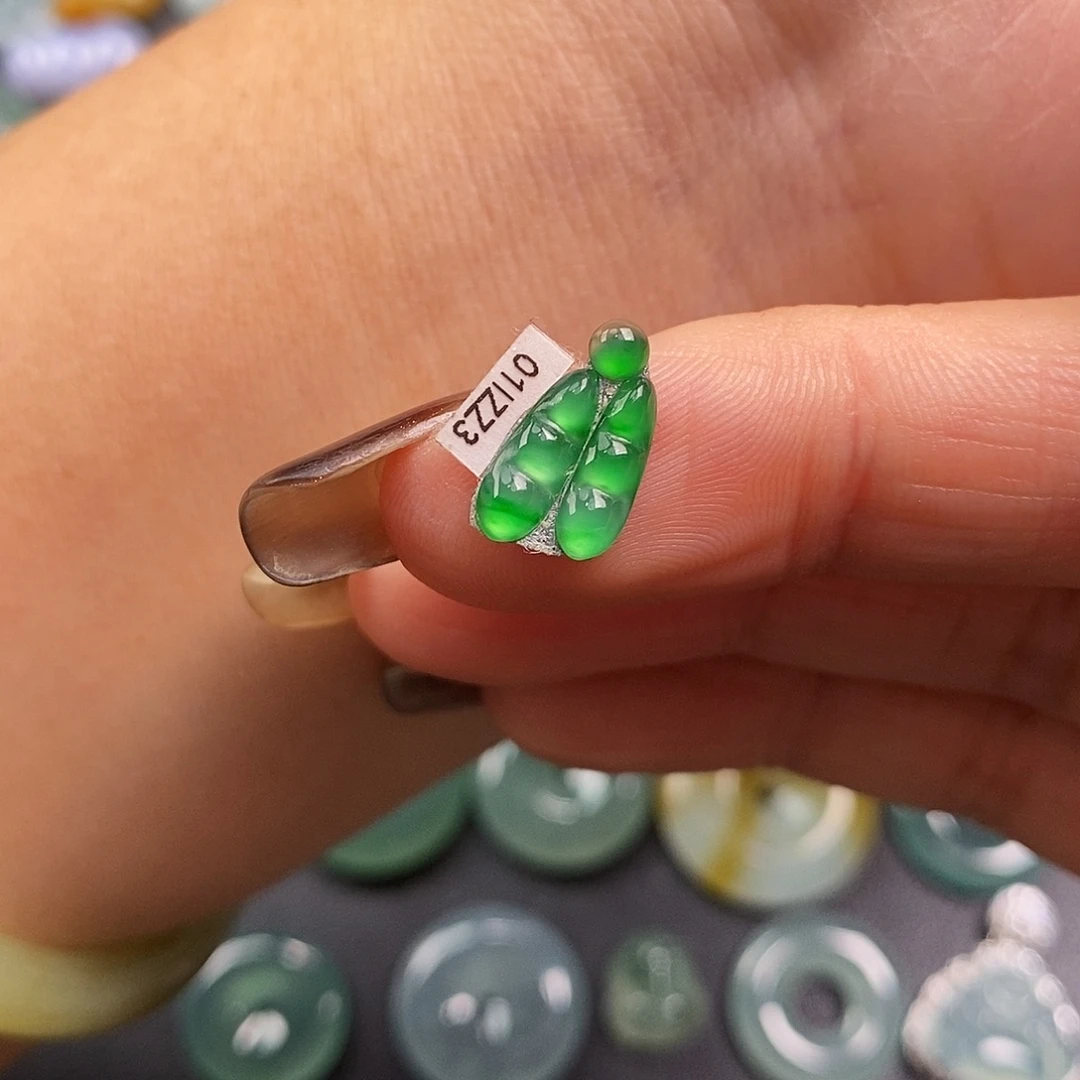 翡翠未镶嵌颈饰豆子