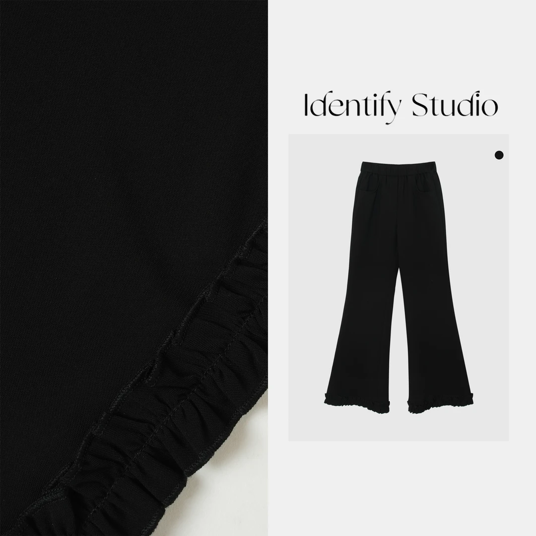 IDENTIFY“黑喇叭”夏季新款经典百搭松紧腰口袋裤子25SSss06050