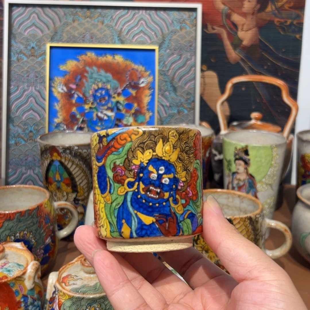 N手工手绘不动明王茶杯