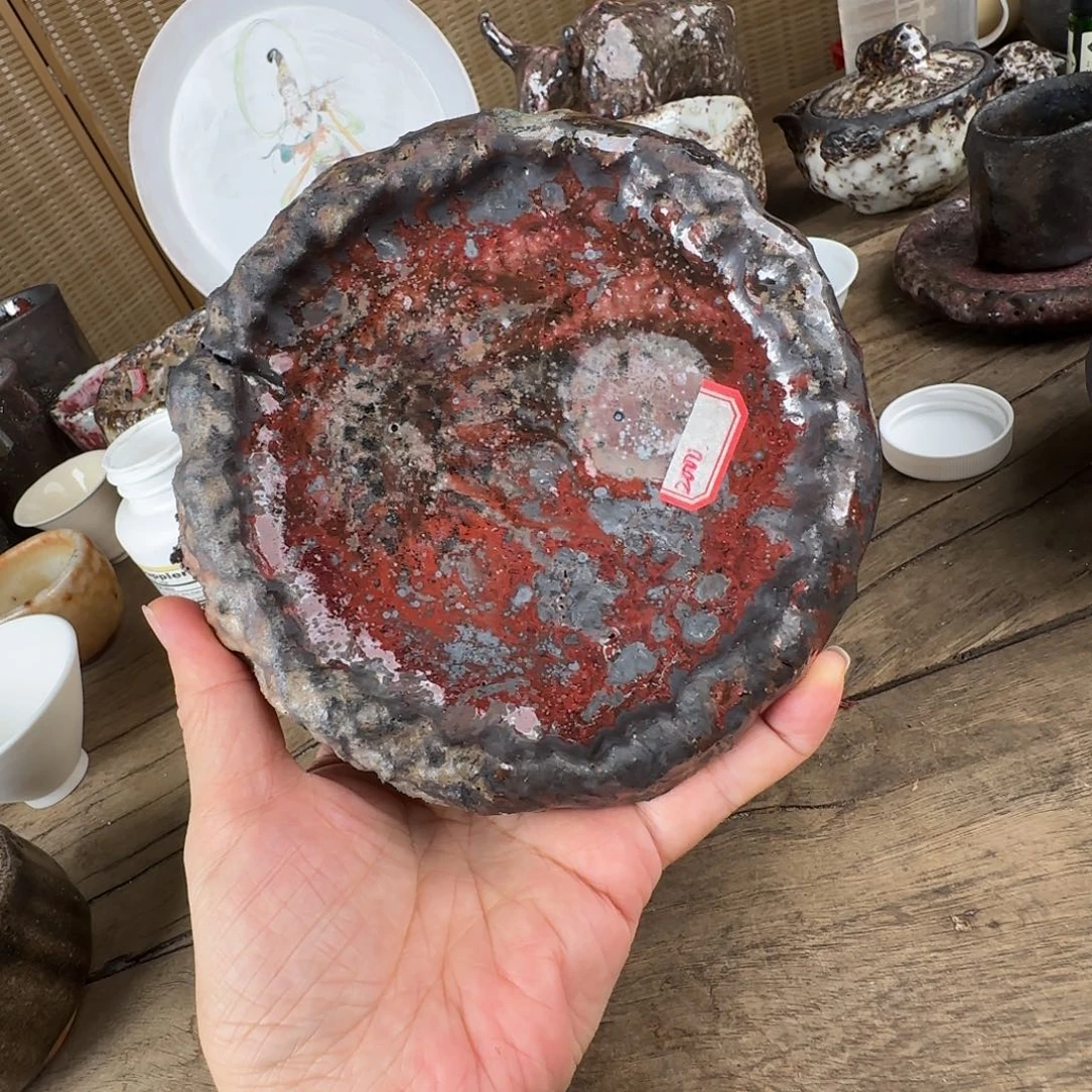 接***猫瓷片志野柴烧放漏壶承