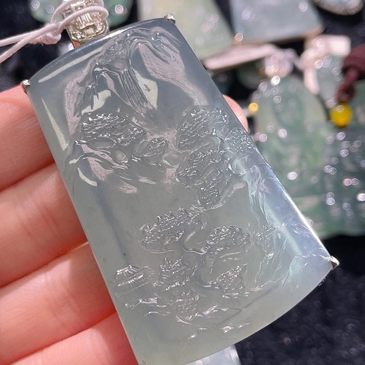 翡翠颈饰银S925镶嵌58，