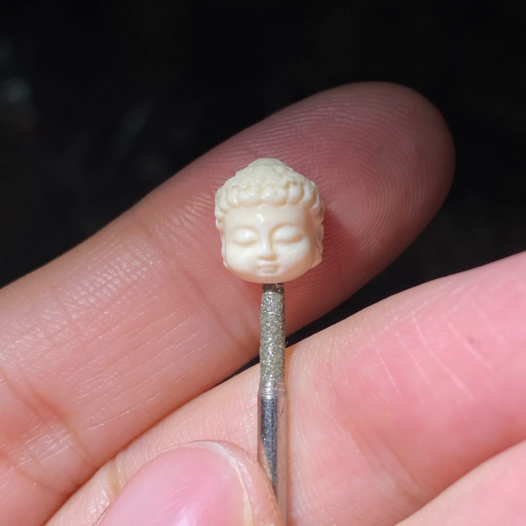 保真猛犸牙冰料雕刻观音珠子文玩配饰手串佛珠配饰c040