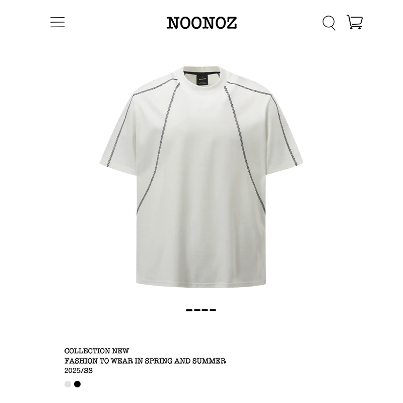 NOONOZ潮牌美式高街辑明线解构短袖T恤男女透气宽松情侣休闲上衣