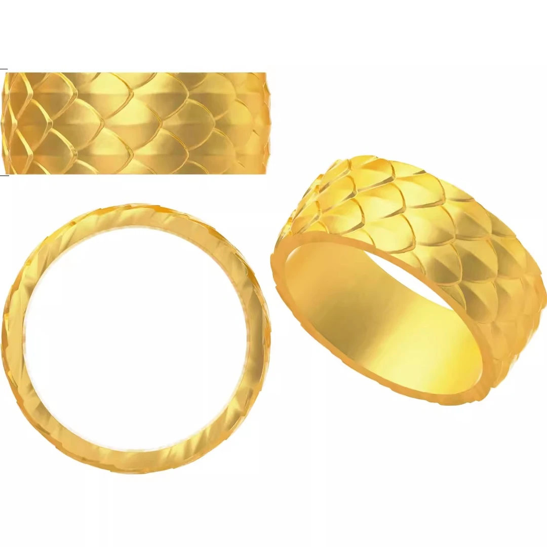 LBJ0530003闭口龙鳞戒指模具打金模具金银石膏模具黄金石膏模具