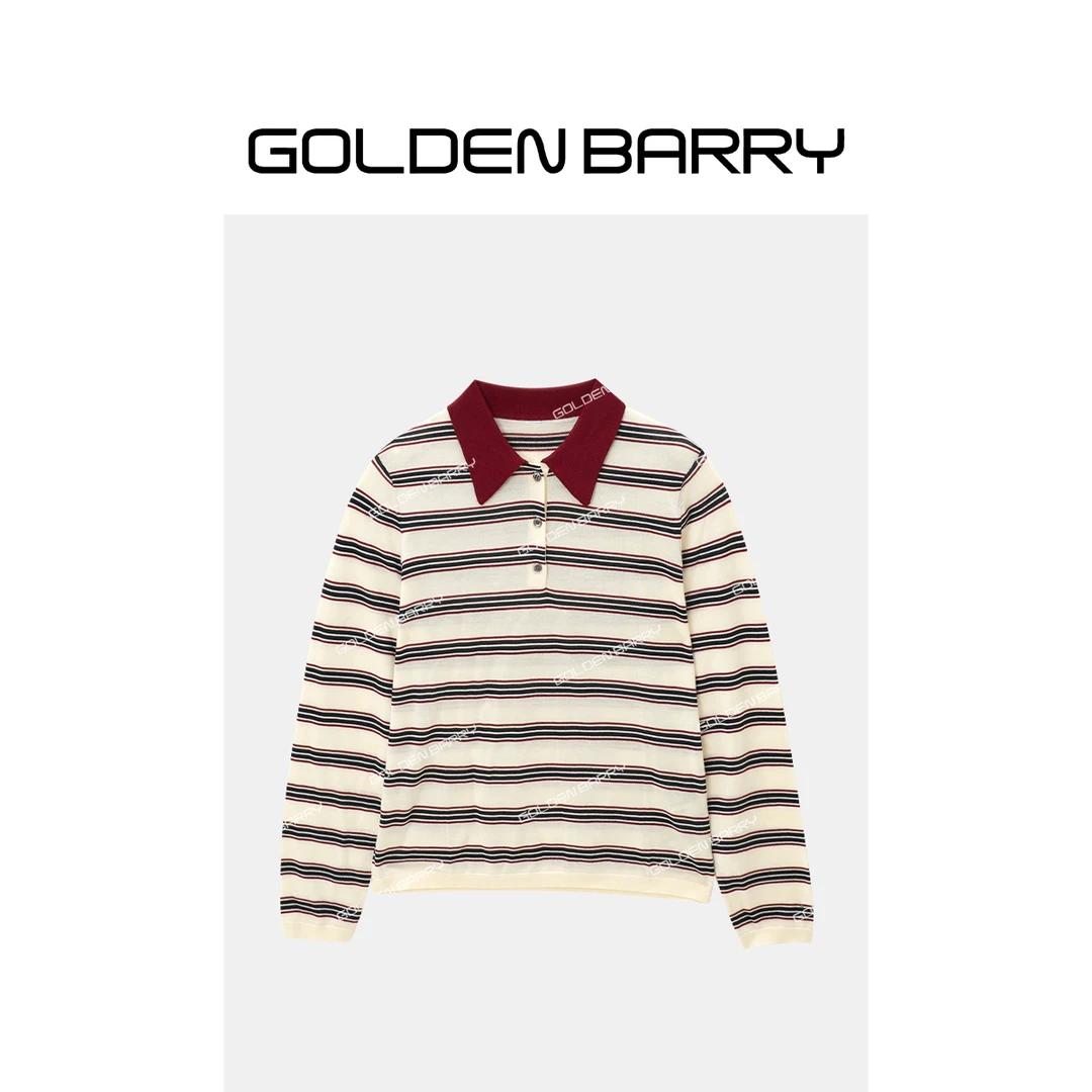 |241226撞色领条纹POLO衫