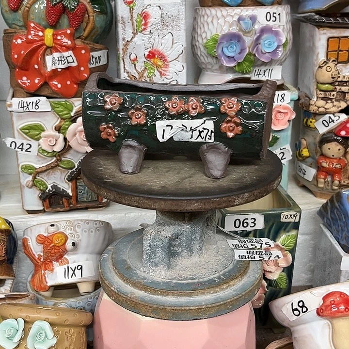 紫砂花盆粗陶材质多肉花盆孤品