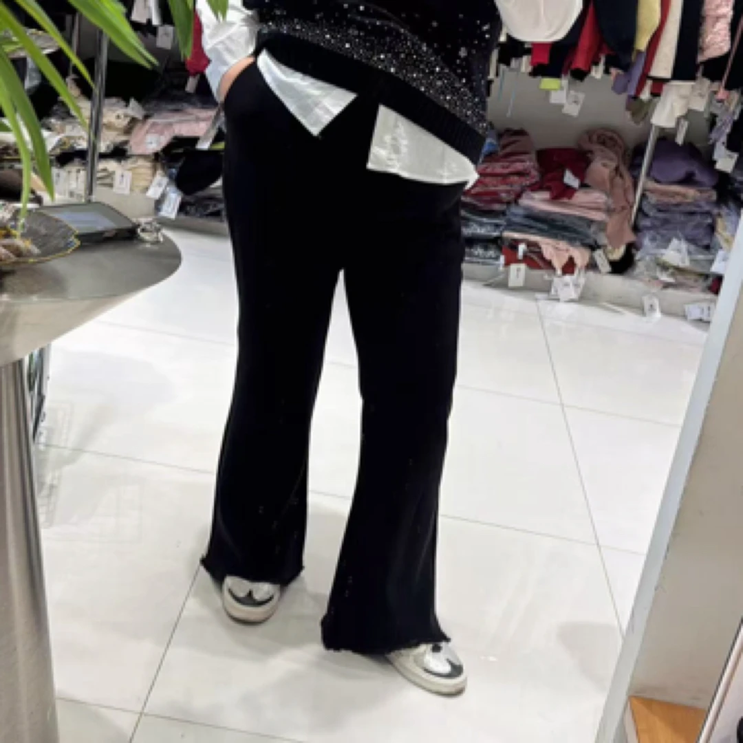 LLWW4478毛边微喇裤