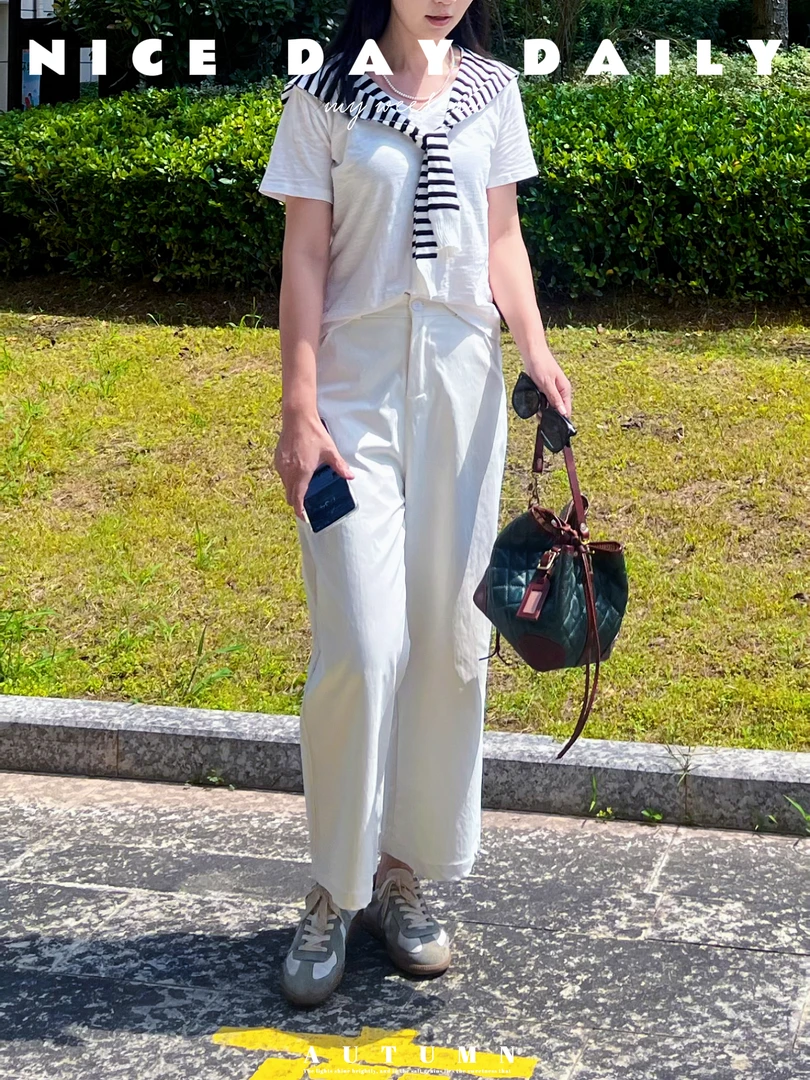 直筒阔腿休闲裤女2025早秋新款宽松显瘦小个子半松紧抗皱九分裤