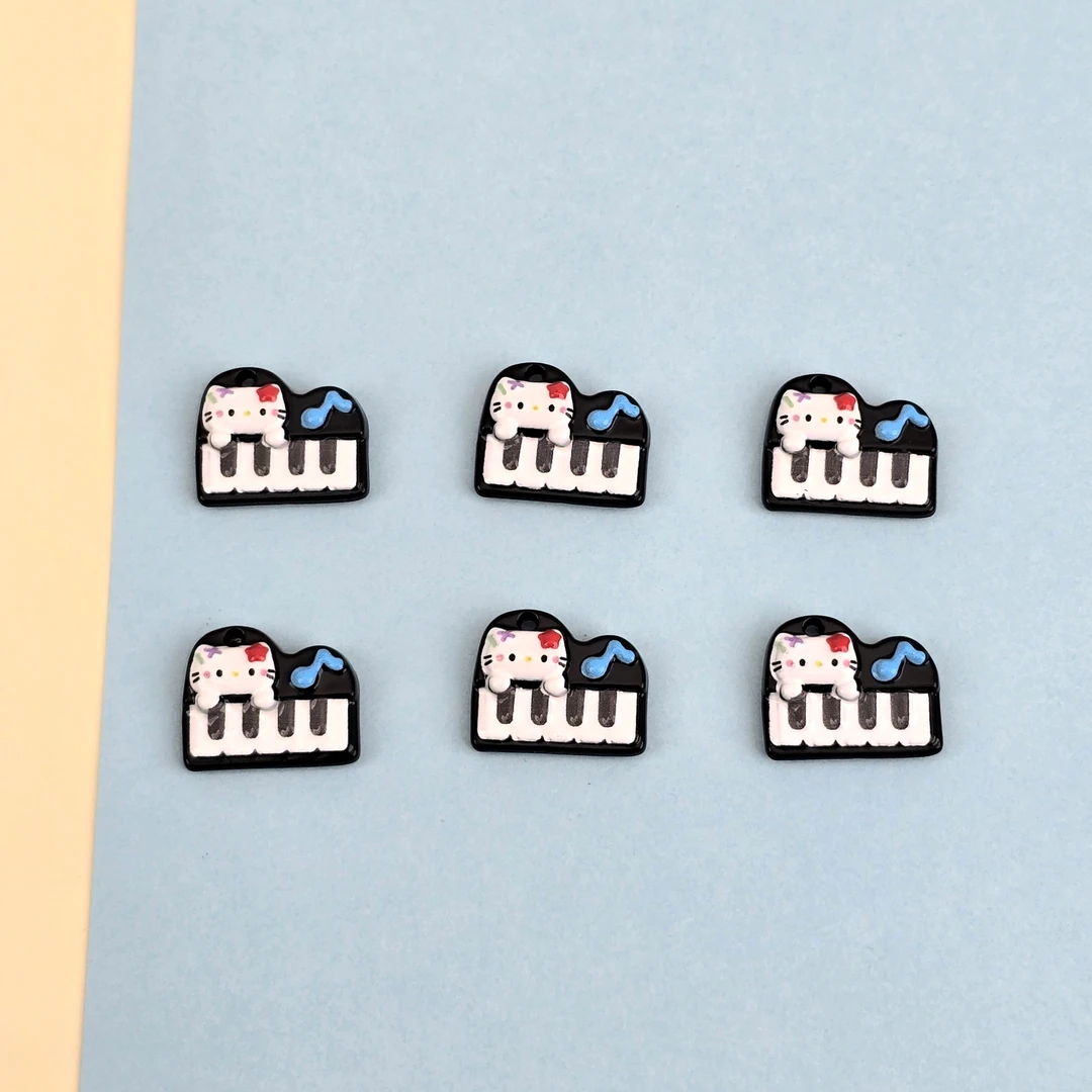 吊孔合金~黑白钢琴KT猫~金属饰品串珠配件手机项链钥匙扣diy手工