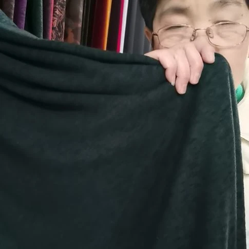 蚕羊布料奥绒深墨绿色2.1米