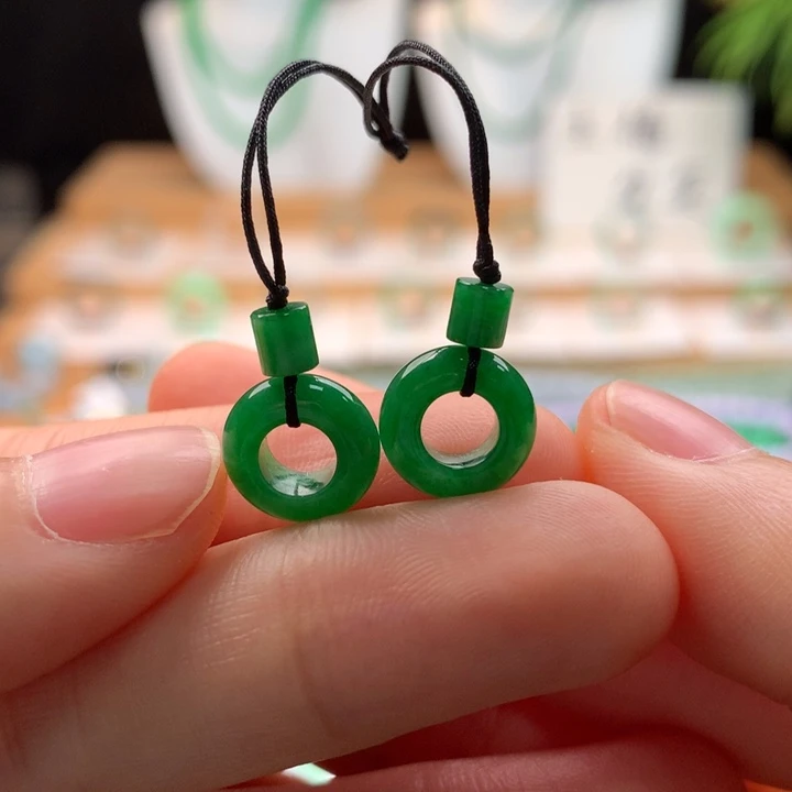 翡翠未镶嵌耳饰天然缅甸A货翡翠