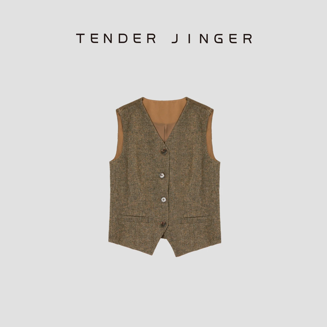 Tender Jinger通勤蕾丝拼接羊毛马甲T53YLL41358