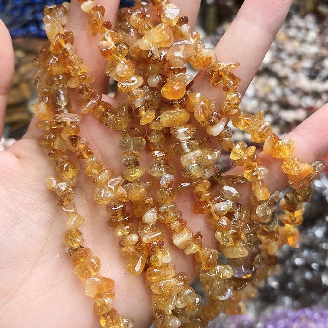 玛瑙/玉髓未镶嵌珠宝半成品5-8黄塔晶碎石一条长75-80