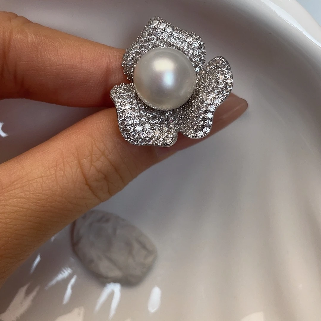 海水珍珠戒指银S925镶嵌