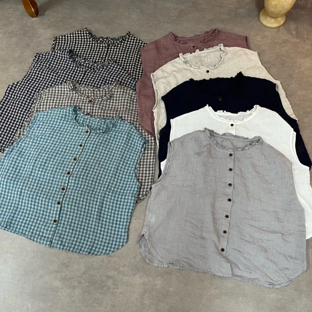 夏季新款砂洗亚麻木耳领显瘦减龄百搭开衫6511