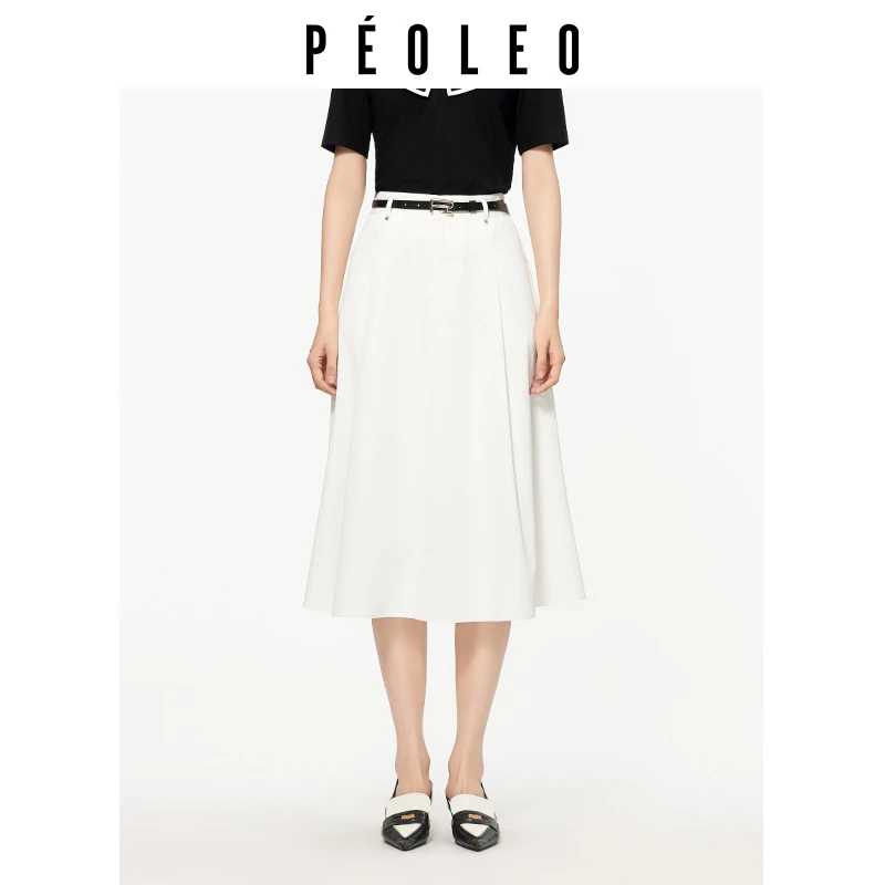 DJ4115604飘蕾纯色白色长裙显瘦气质高腰时尚休闲百搭夏季不规则