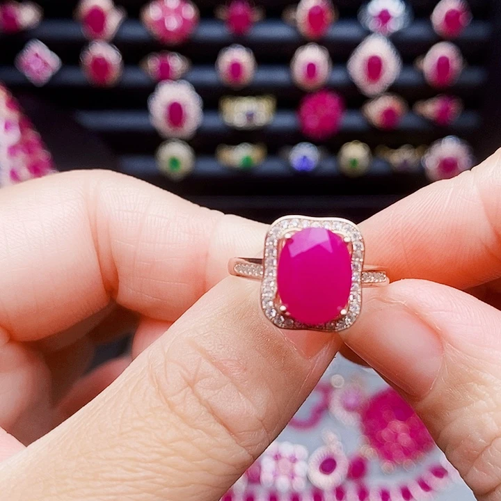 红宝石银S925镶嵌戒指