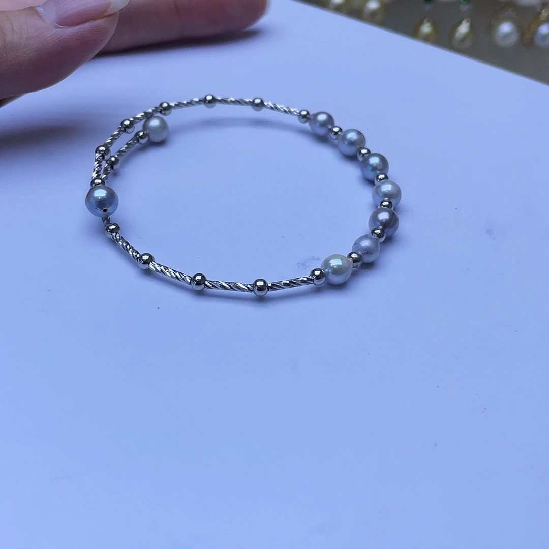 海水珍珠银S925镶嵌手绳