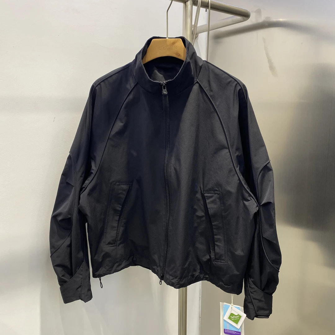 2025新款男士特氟龙冲锋衣夹克短阔版立领简约百搭休闲宽松外套