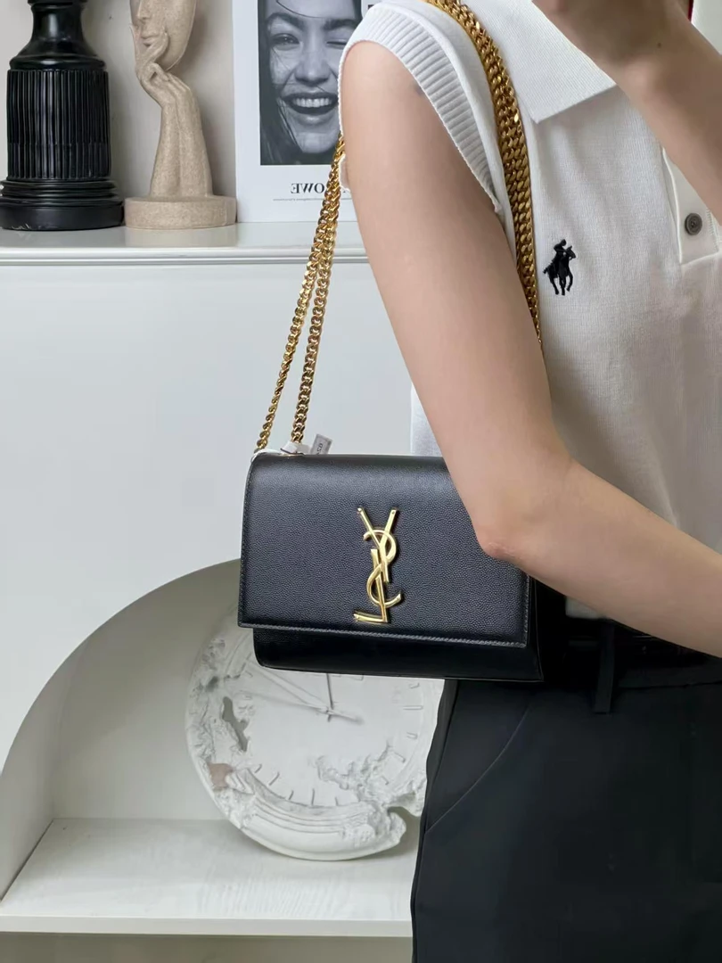 99新 YSL/圣罗兰 ysl kate小号黑金荔枝纹 /优品