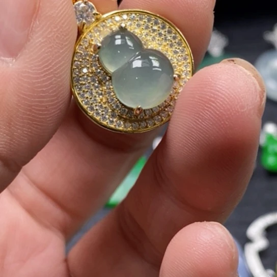 翡翠银S925镶嵌吊坠(赠链)吊坠