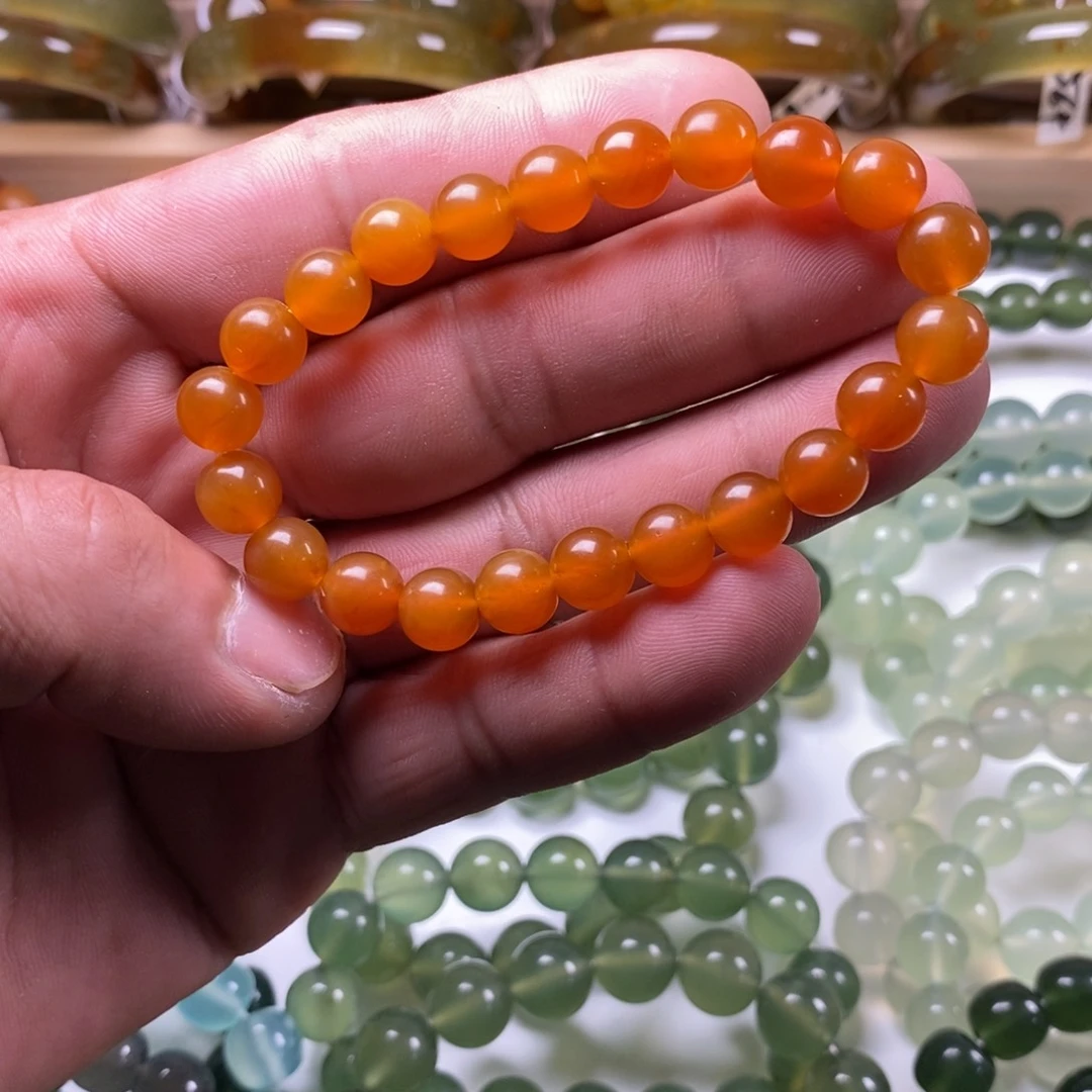 未镶嵌蛇纹石玉手链玉石王花玉卡9精品