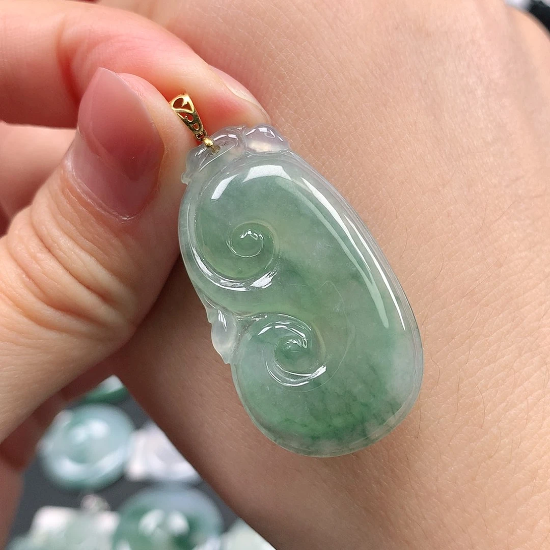 翡翠颈饰18K金镶嵌平安