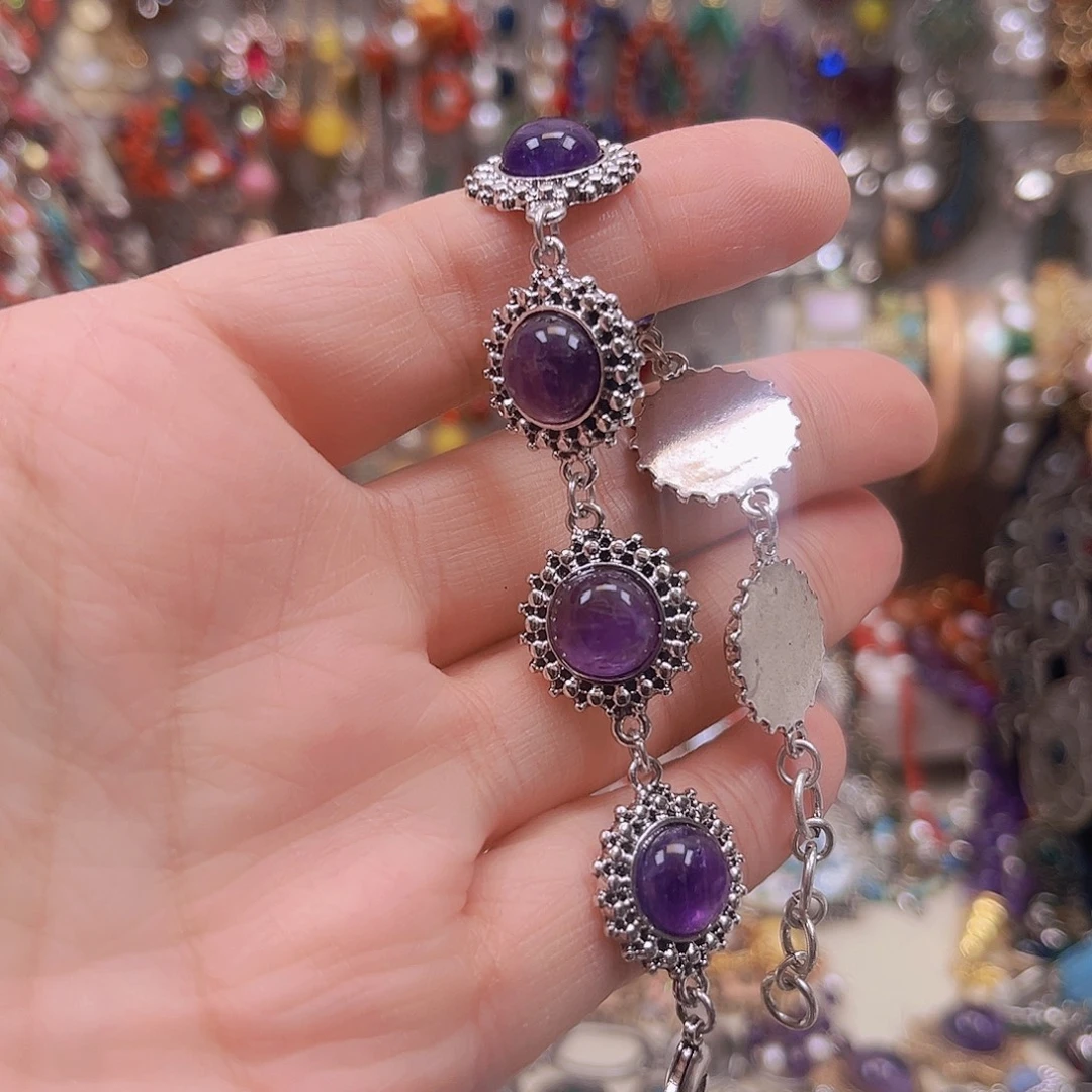 锌合金复古紫色手链