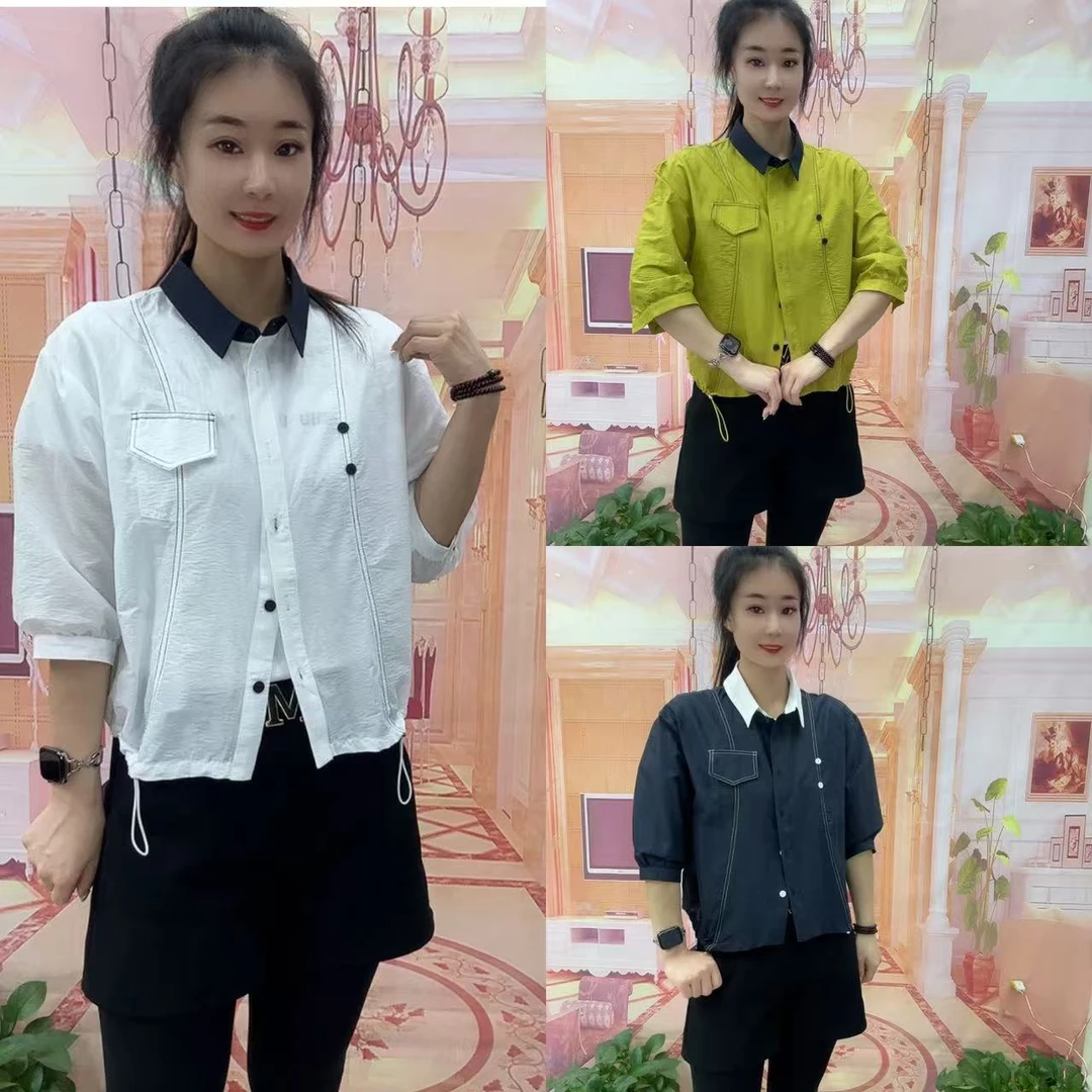 2515新款时尚 七分袖底边抽绳薄款外套