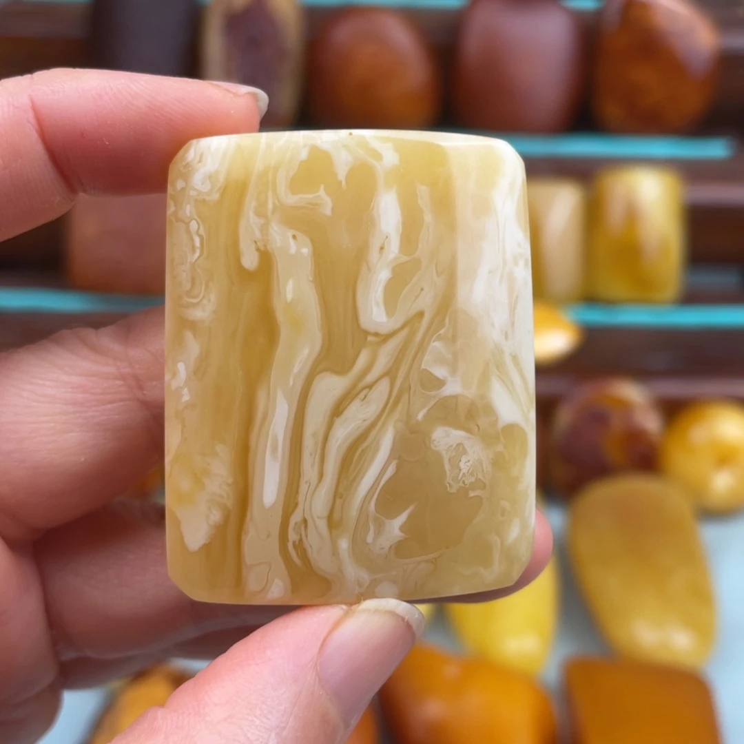 定制琥珀未镶嵌蜜蜡白花牌